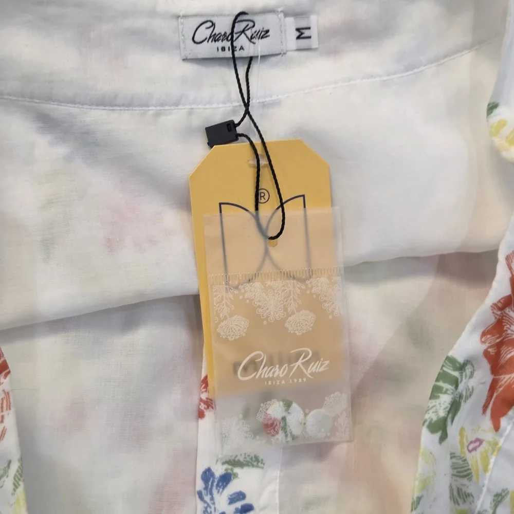 Charo Ruiz White Floral Garden Multi Colored Maxi/Midi Skirt, Cotton, NWT size M - Picture 11 of 15